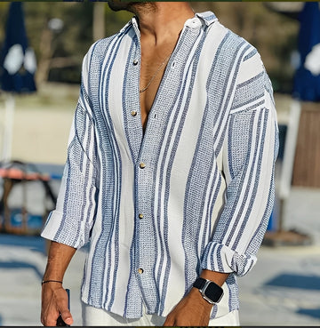 Rocco - Camisa listrada casual para homens