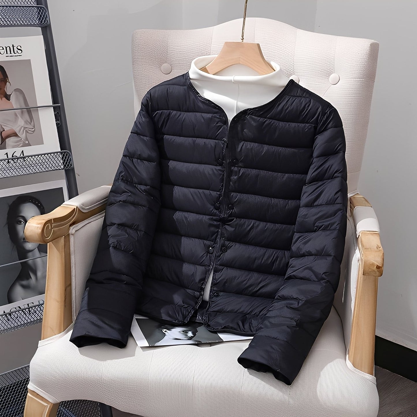 Ramona - Casual, leve jaqueta de penas para mulheres