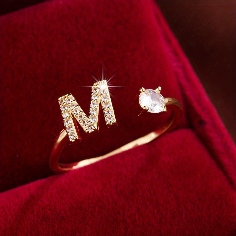 Nova – Bague aberta moderna com inicial