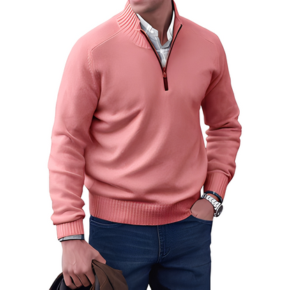 Khirvy - Elegant pullover with half zipper for man