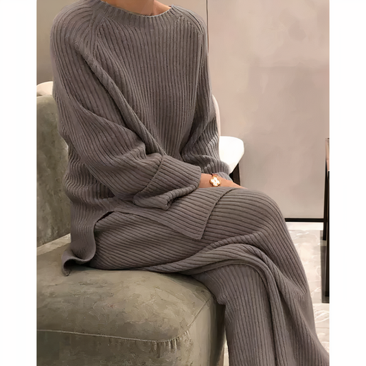 Samantha – Conjunto casual em tricô suéter & calça