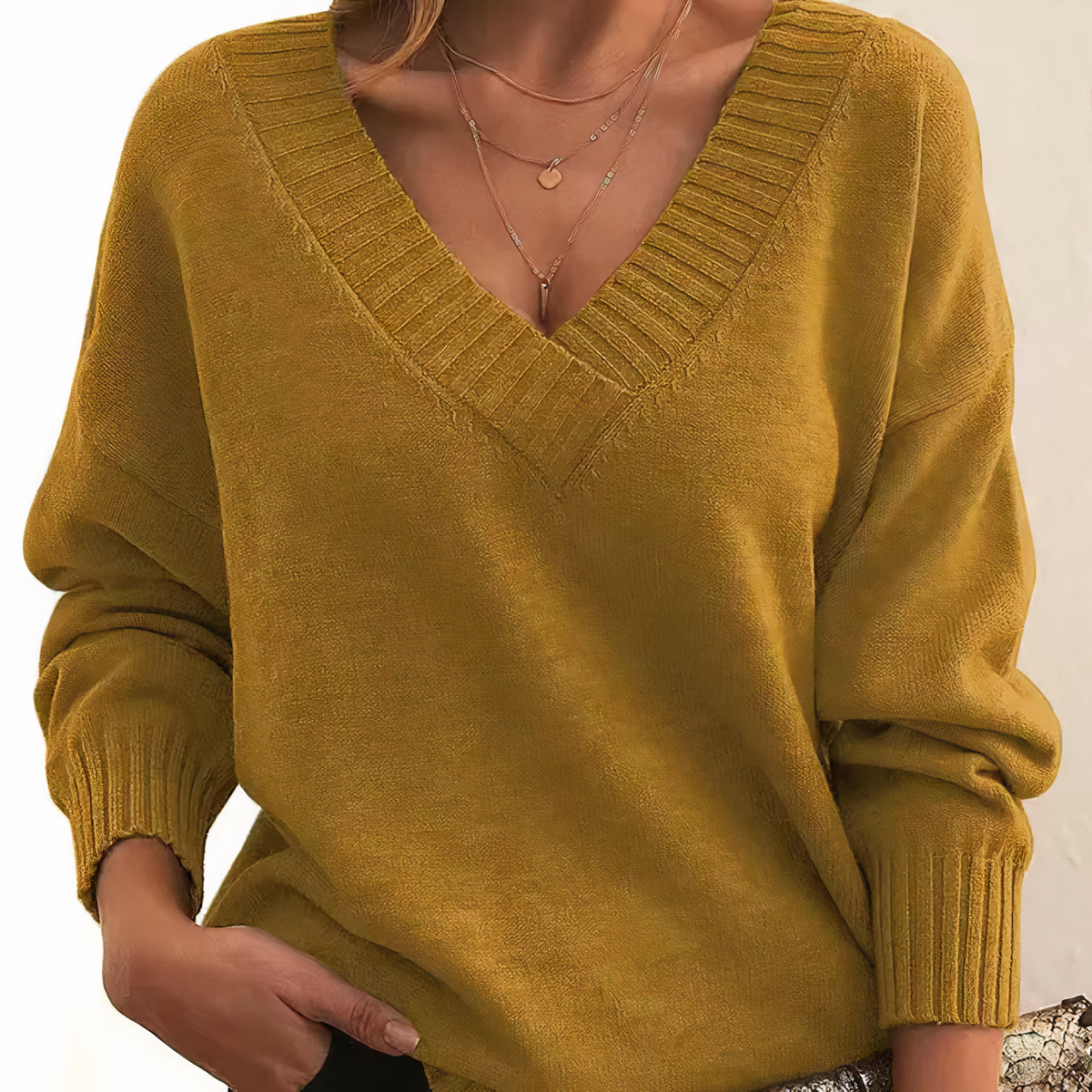 Herbst - Pulôver elegante e quente com decote em V