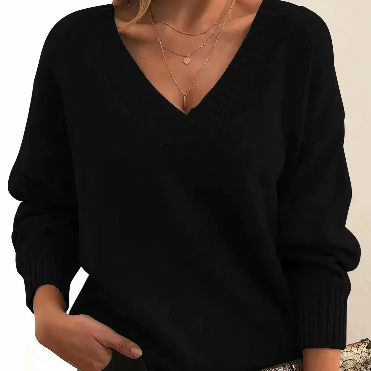 Herbst - Pulôver elegante e quente com decote em V