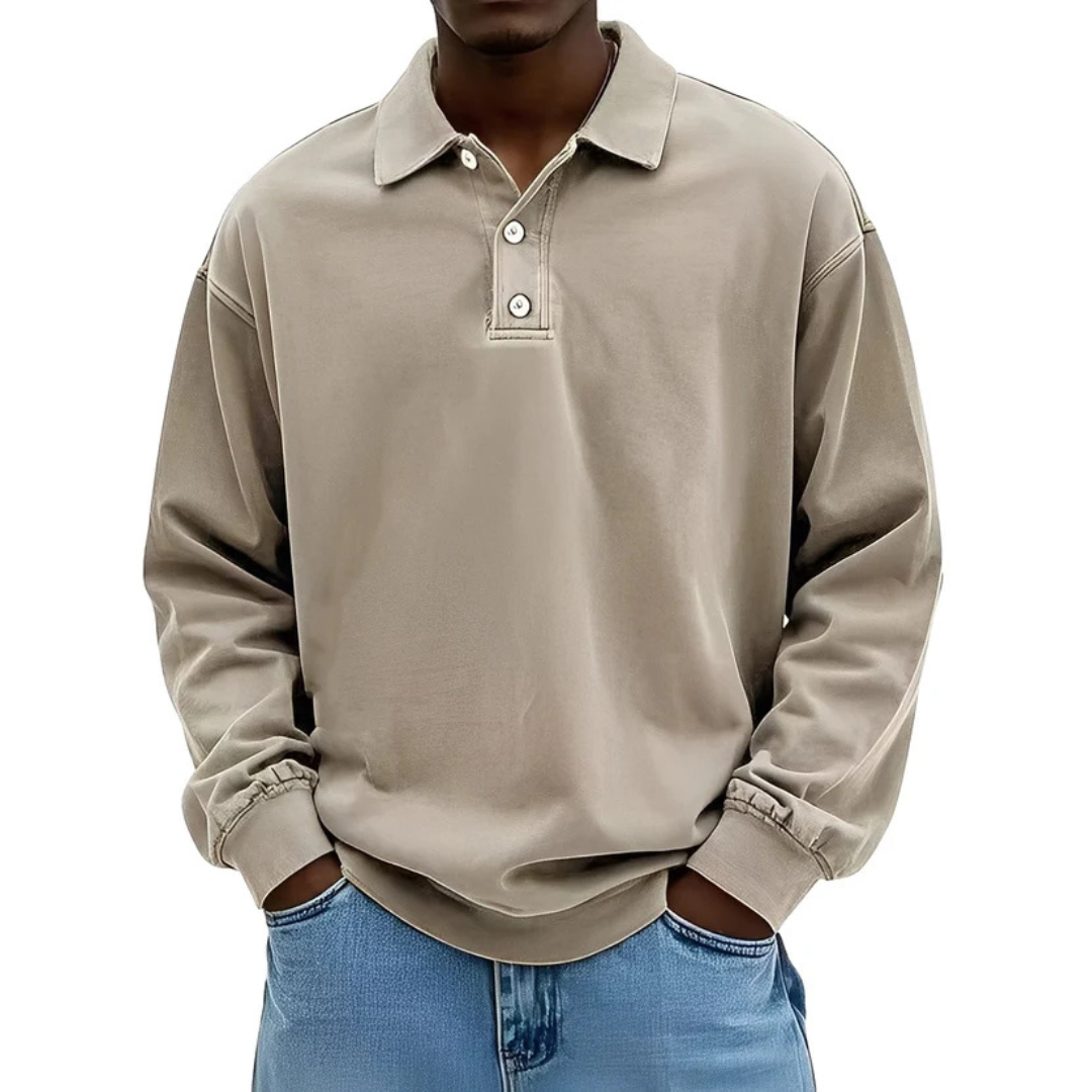 Clayton - Camisa polo de manga longa em estilo moderno