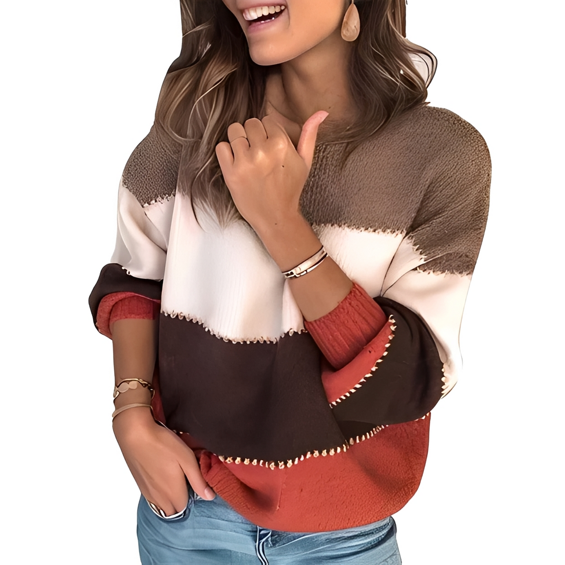 Aubrie - Suéter listrado confortável e chique
