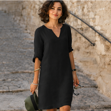 Guilaine - Vestido elegante e chique com decote em V