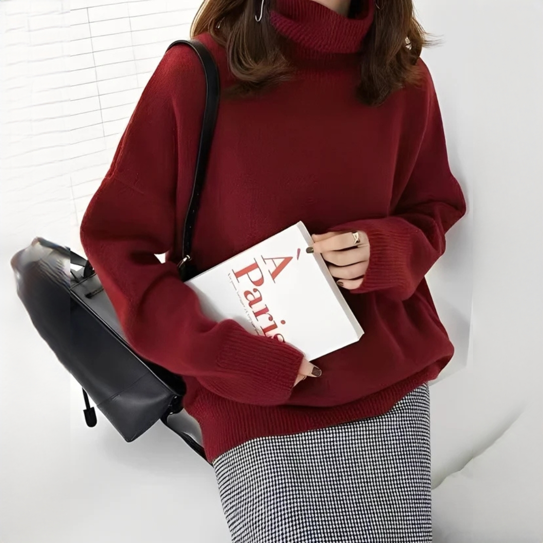 Adrienne - Suéter de gola alta estiloso e quente