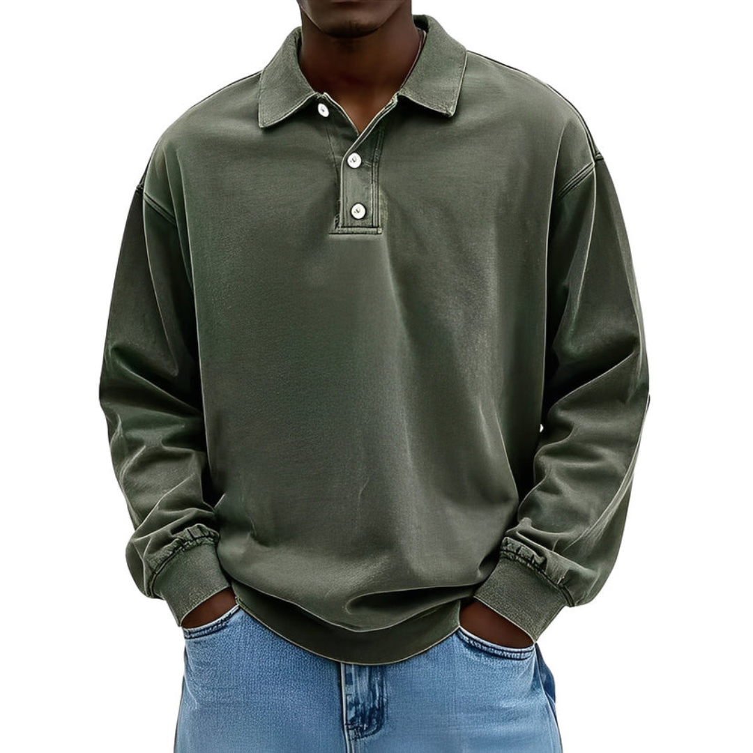 Clayton - Camisa polo de manga longa em estilo moderno