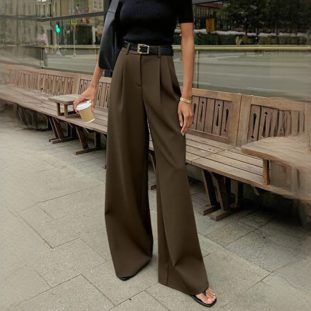 Marlene - Calças elegantes de perna larga