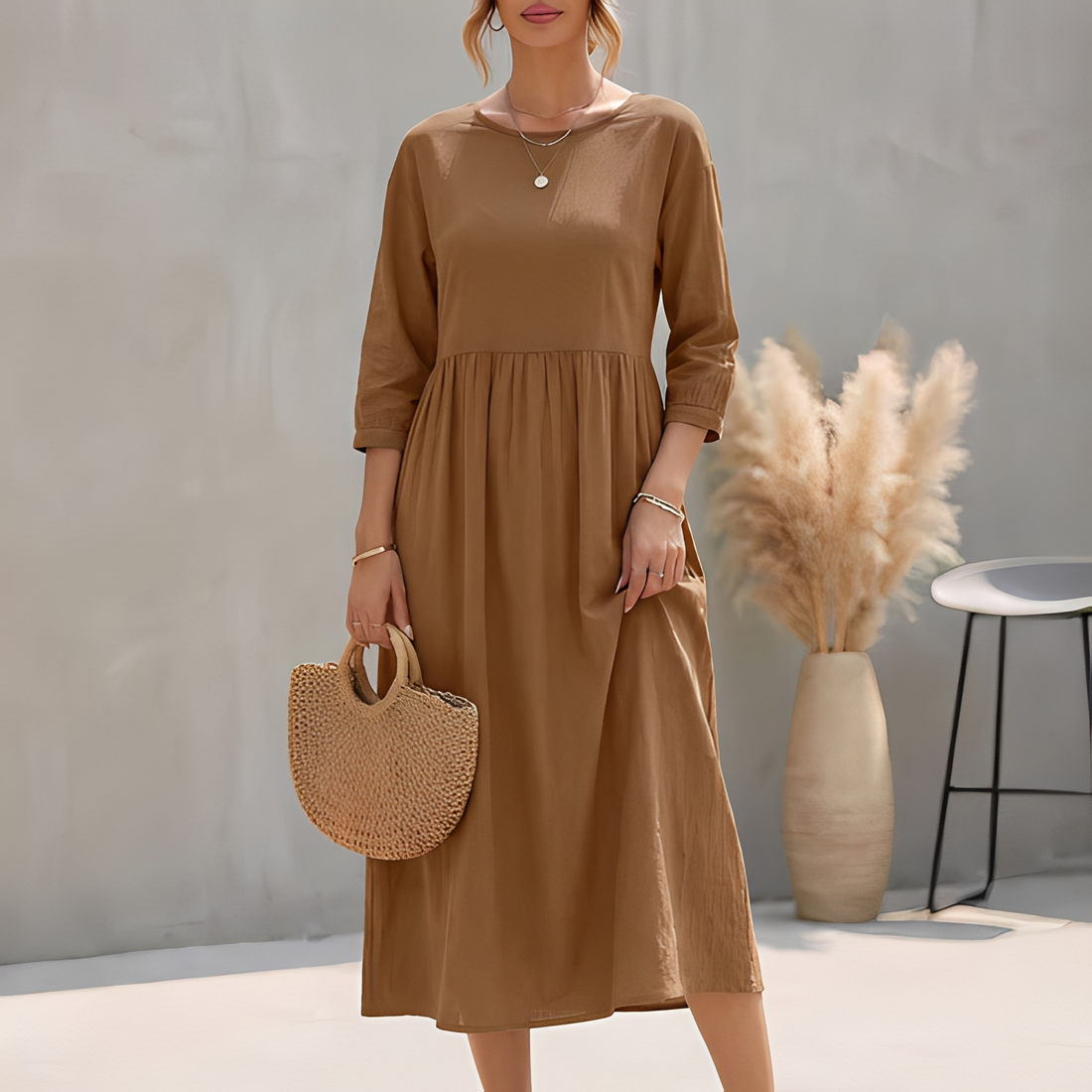 Agatine - Vestido de verão chique e descontraído para mulher