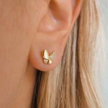 Brincos borboleta com cristais Pave
