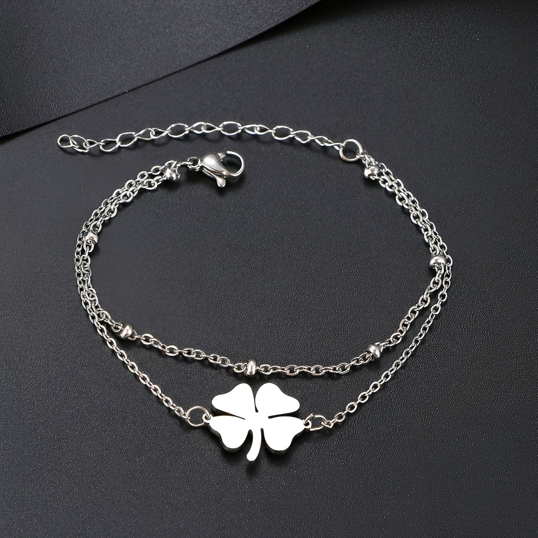 Sanya – Bracelete trevo em ouro e prata