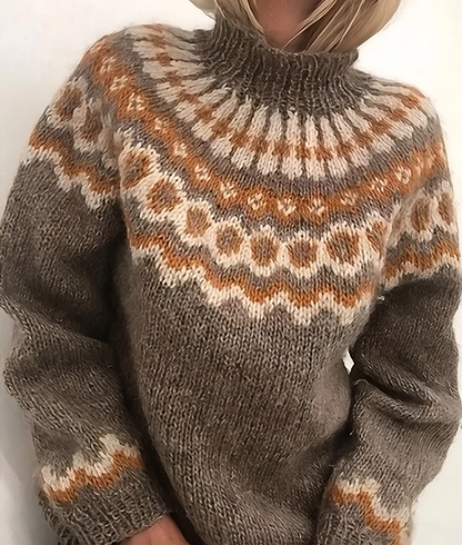 Oona - Bequemer Pullover aus isländischer Wolle mit hohem Kragen