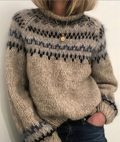 Oona - Bequemer Pullover aus isländischer Wolle mit hohem Kragen