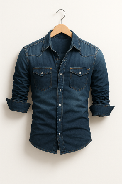 Maxime - Camisa Jeans Solta para Homens