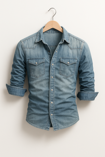 Maxime - Camisa Jeans Solta para Homens