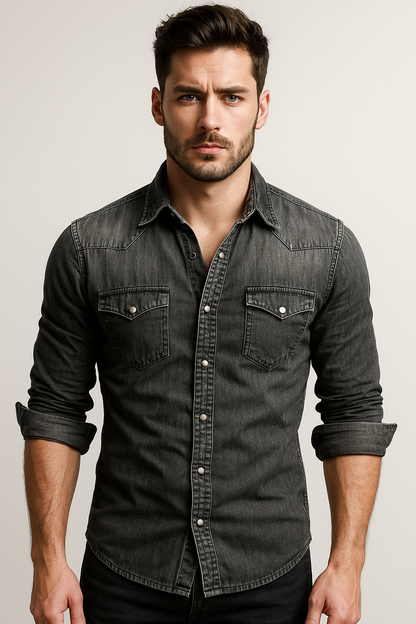 Maxime - Camisa Jeans Solta para Homens