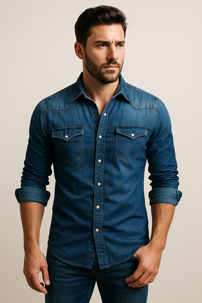 Maxime - Camisa Jeans Solta para Homens