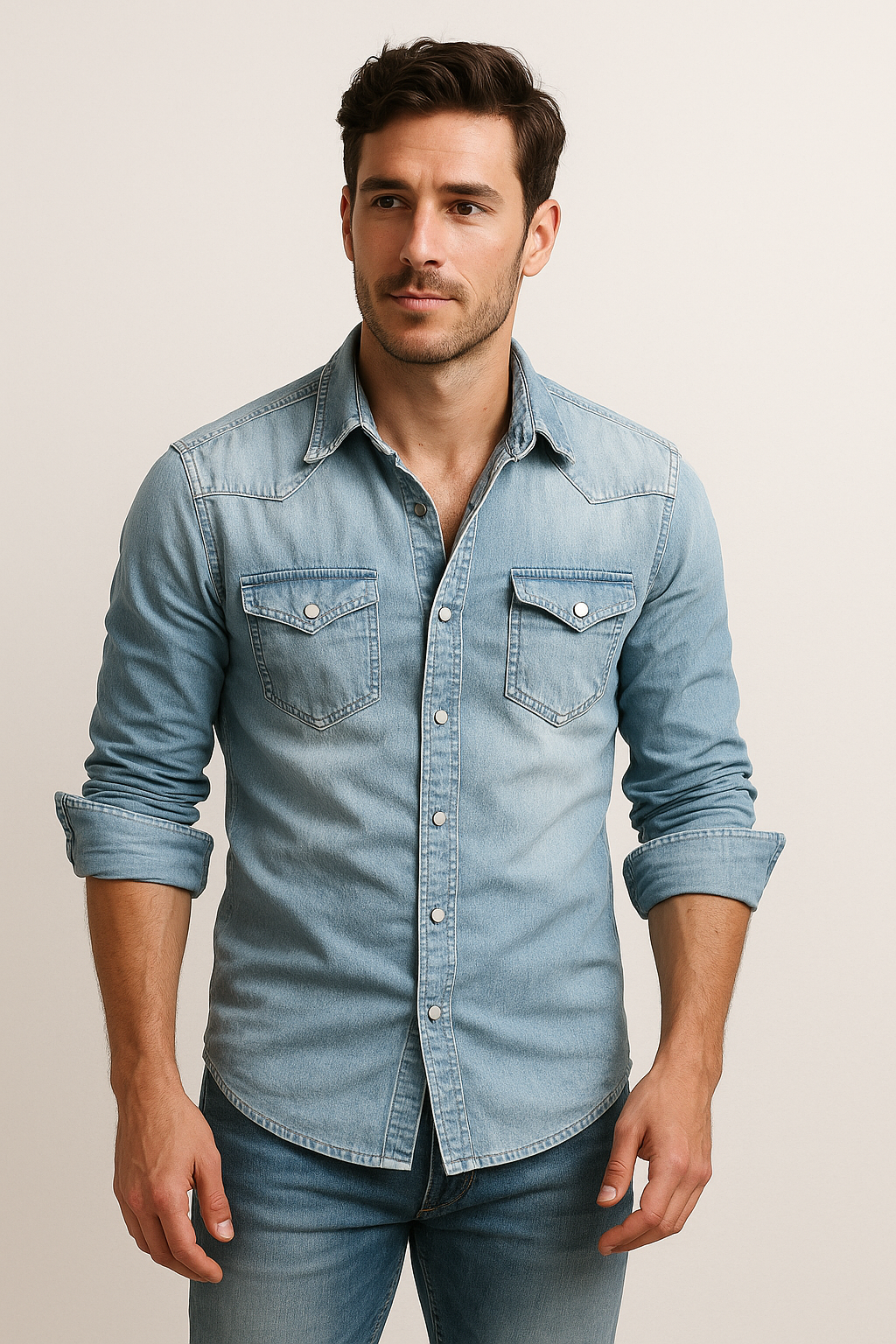 Maxime - Camisa Jeans Solta para Homens