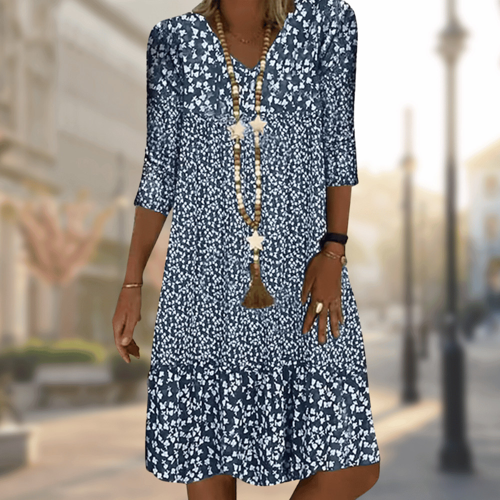 Amelie - Vestido midi com decote em V e estampa floral