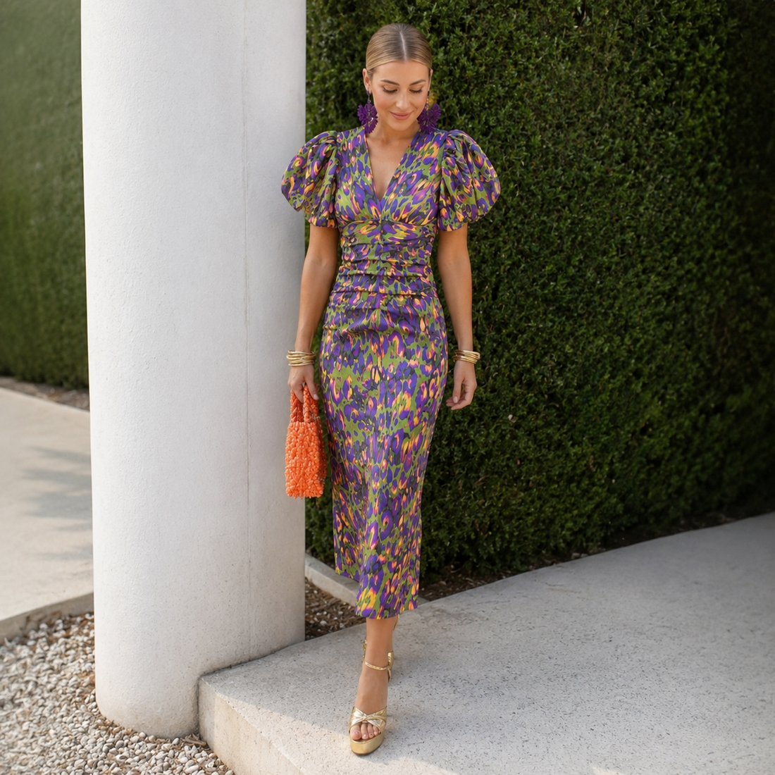 Glecy - Vestido elegante feminino com mangas soltas