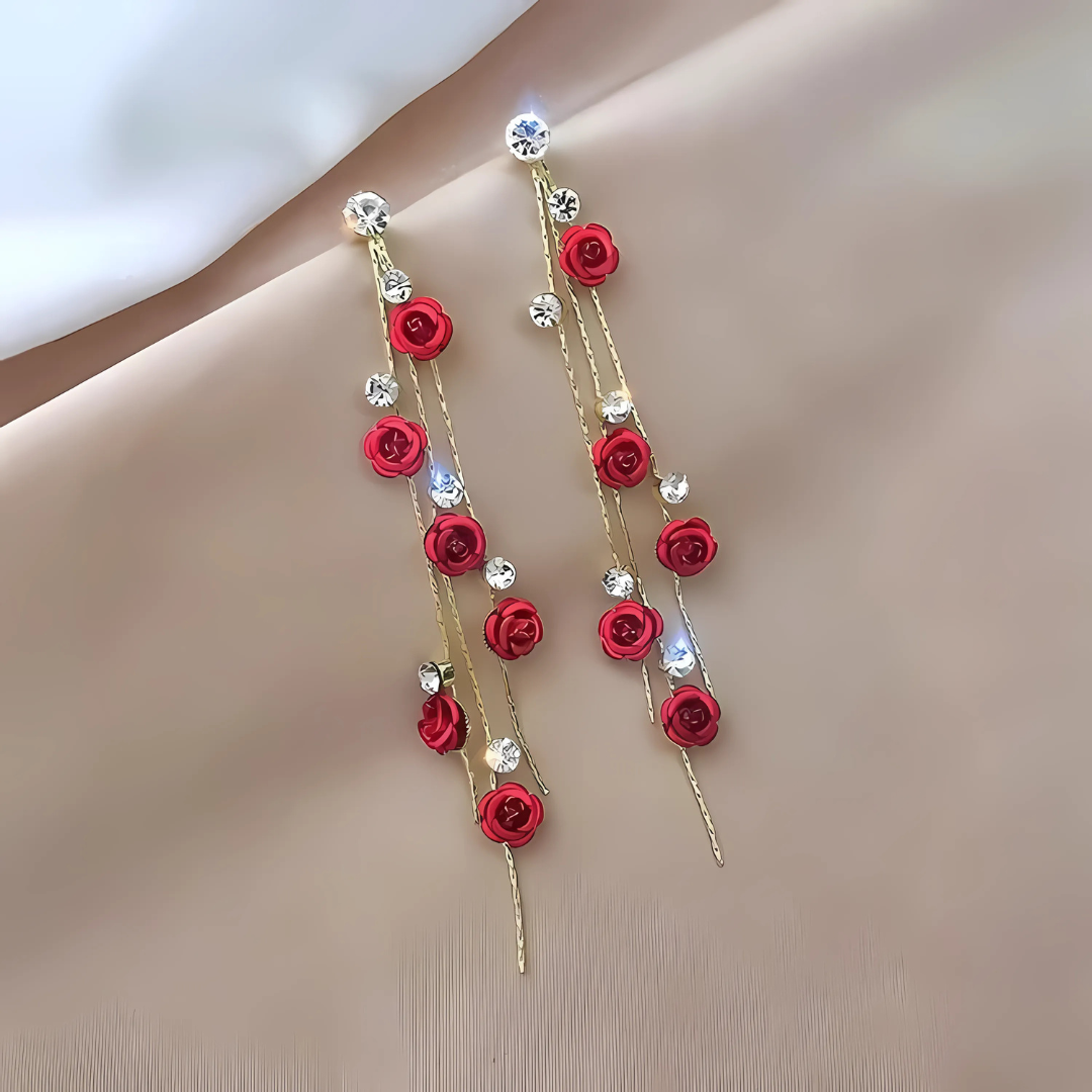 Floréa – Brincos dourados com flores suspensas