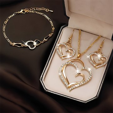 Celia – Conjunto Colar & Brincos Romântico em Ouro