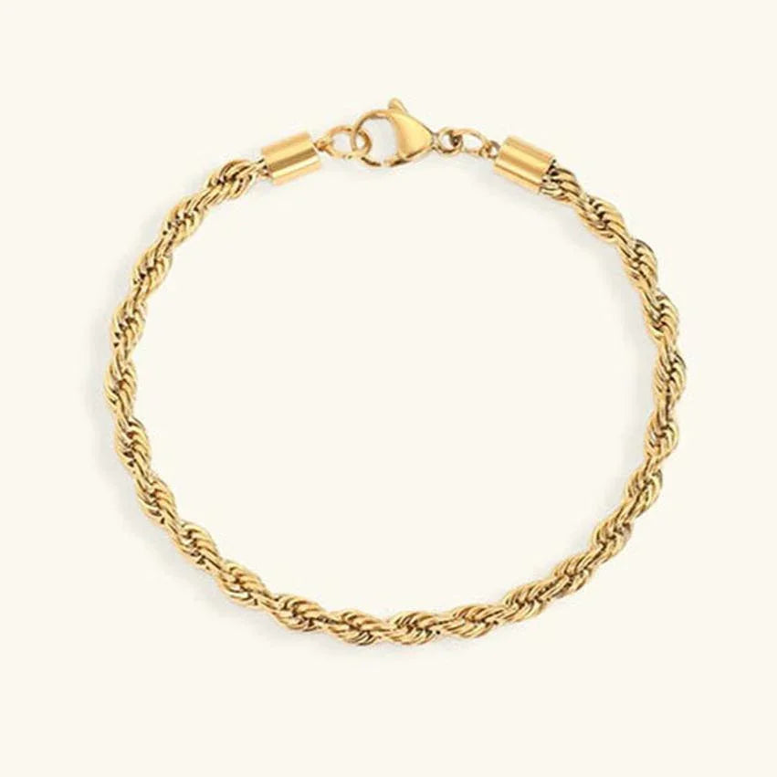 Gigi – Bracelete em elos de corda dourada elegante