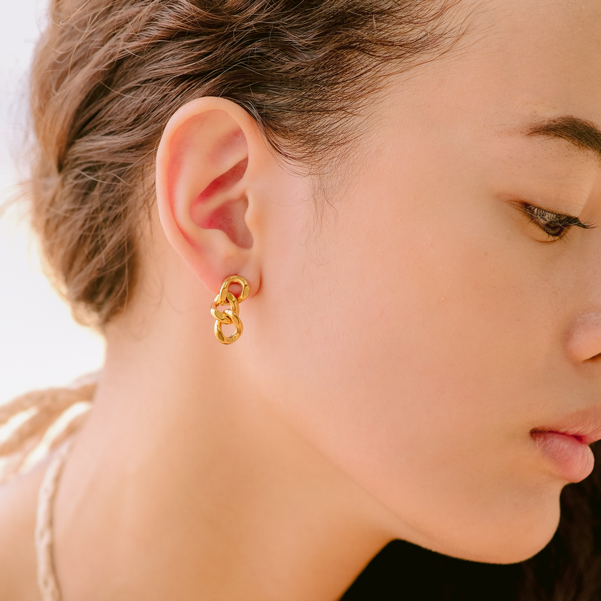 Lee - Boucle d'oreille em cadeia de ouro
