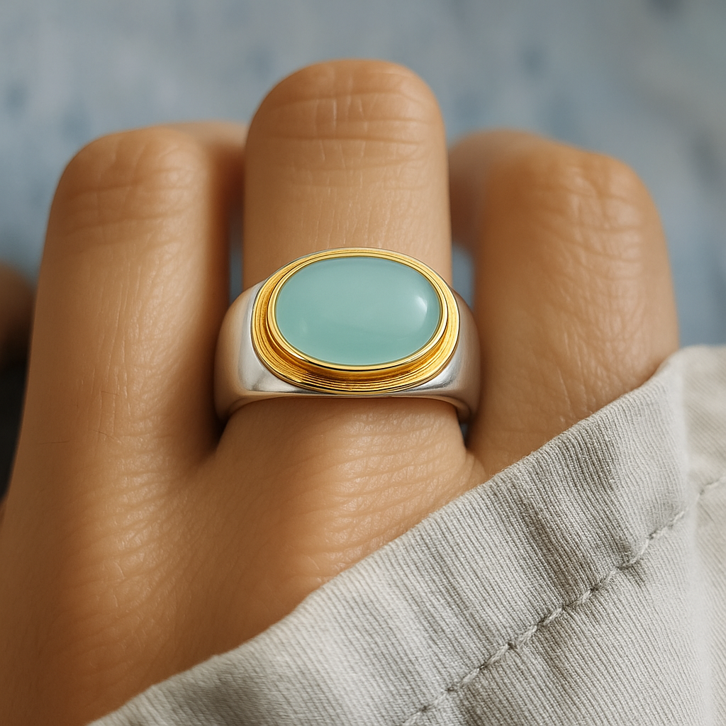Gabi – Bague vintage com pedra da lua verde