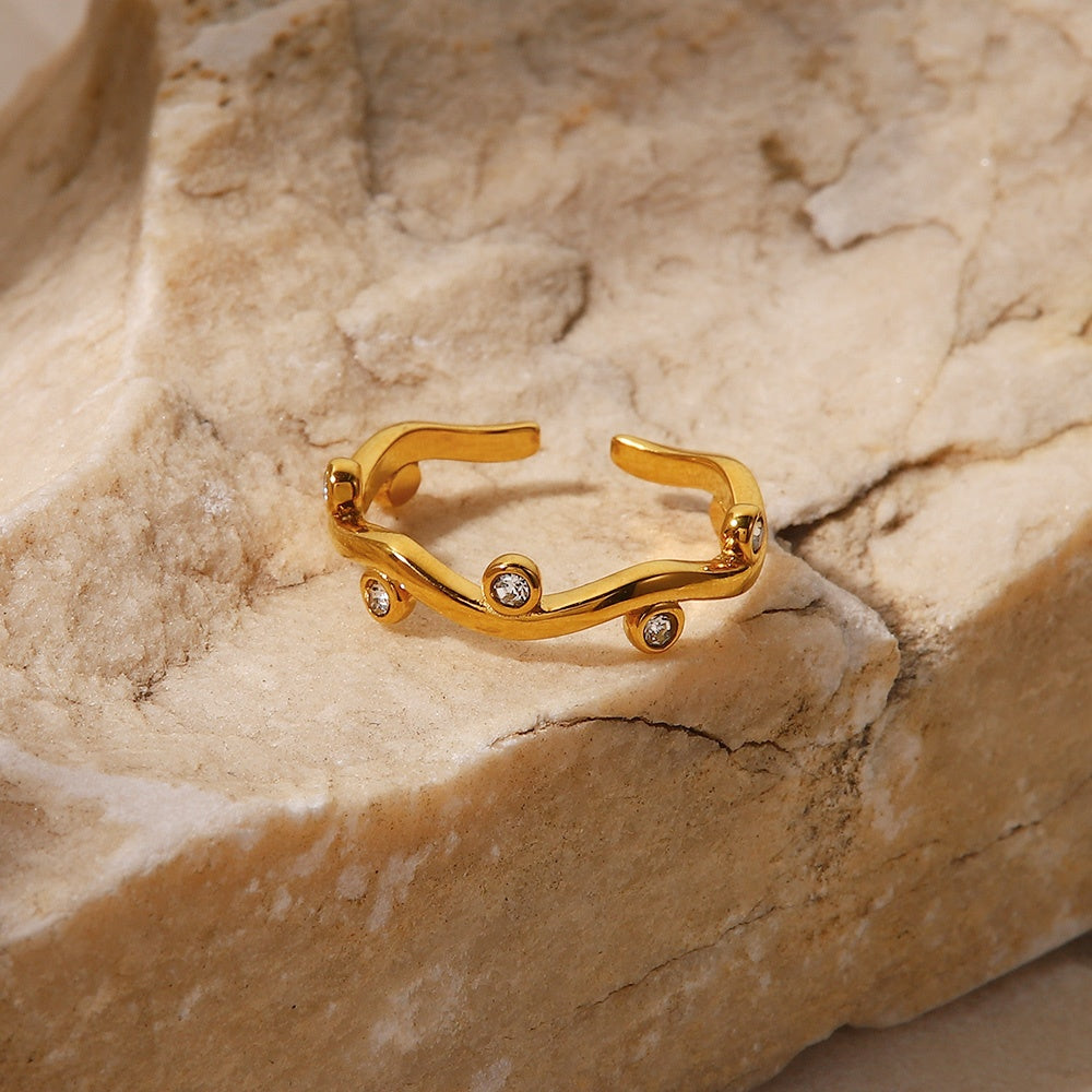 Willow – Bague folha ajustável e brilhante