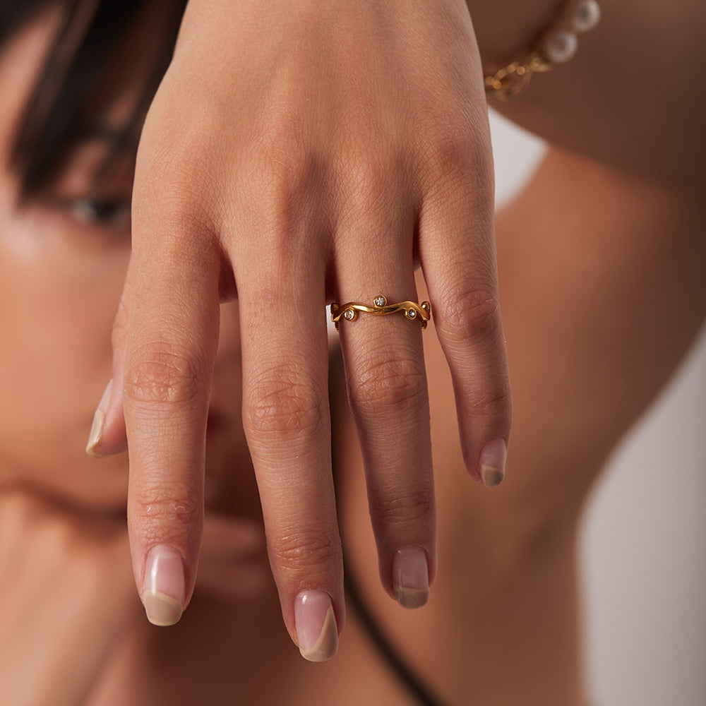 Willow – Bague folha ajustável e brilhante