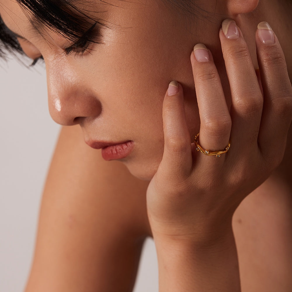 Willow – Bague folha ajustável e brilhante