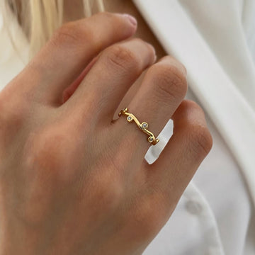 Willow – Bague folha ajustável e brilhante