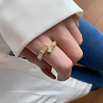 Lysiane – Bague ajustável em forma de bambu em ouro
