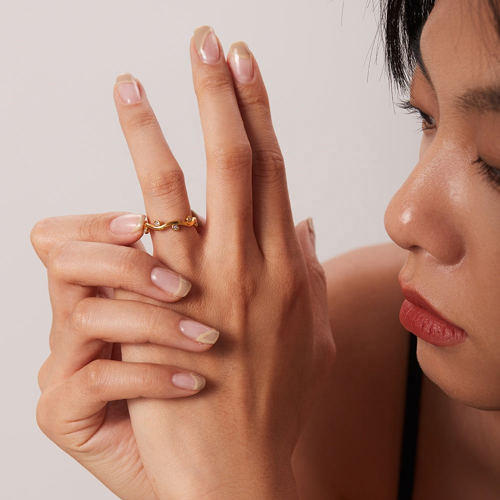 Willow – Bague folha ajustável e brilhante