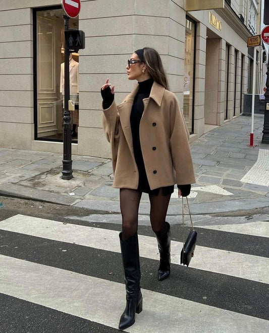 Elena – Casaco Oversize em Mistura de Lã Doppiopetto