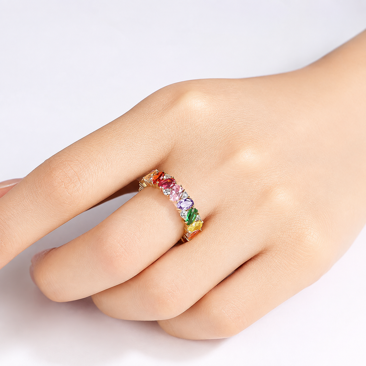 Colette – Bague de declaração arco-íris brilhante