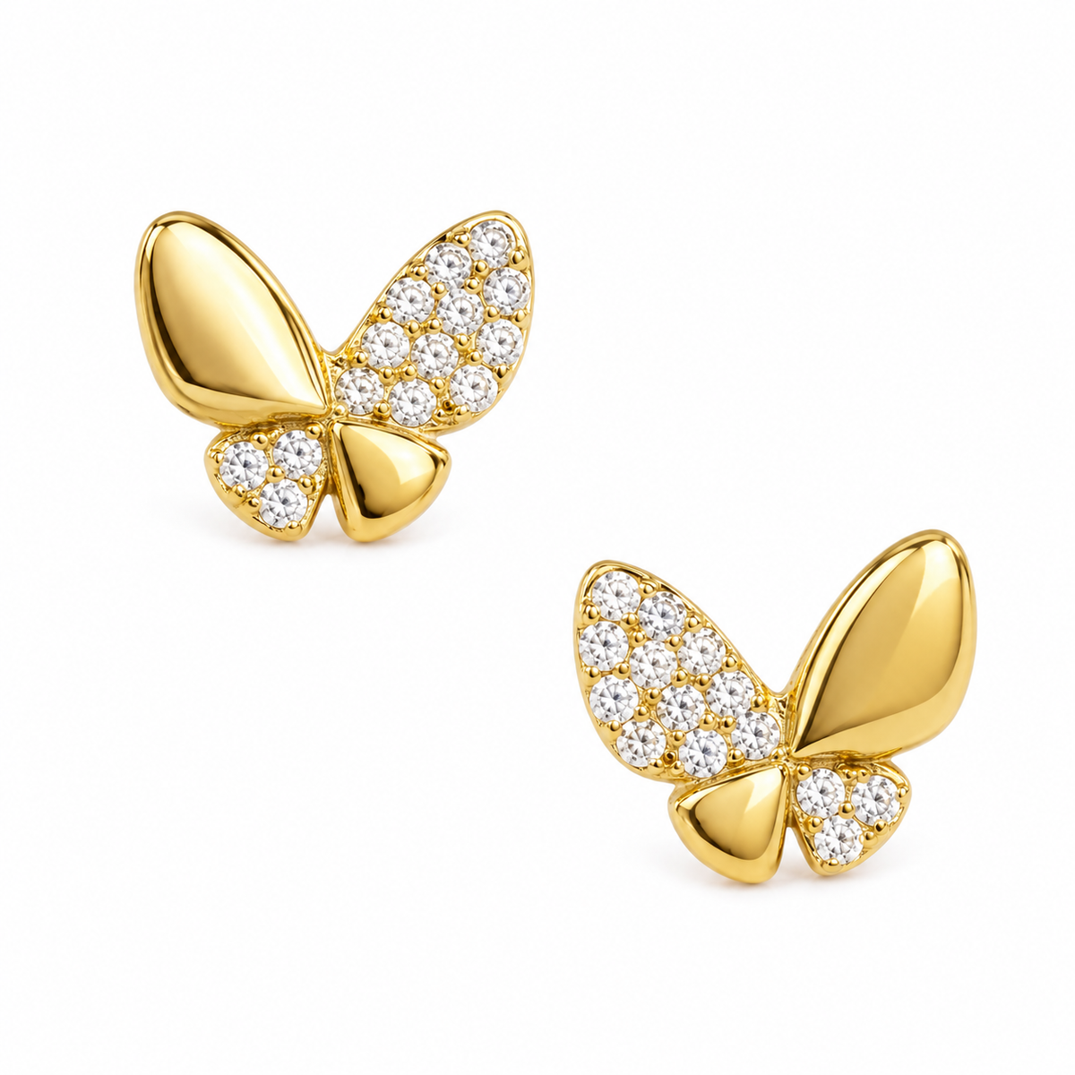 Brincos borboleta com cristais Pave