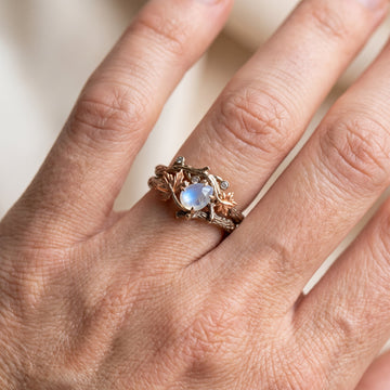 Ysia – Bague de pedra da lua em estilo natural