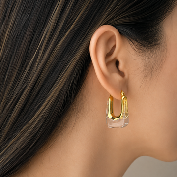 Mia – Brincos retangulares transparentes