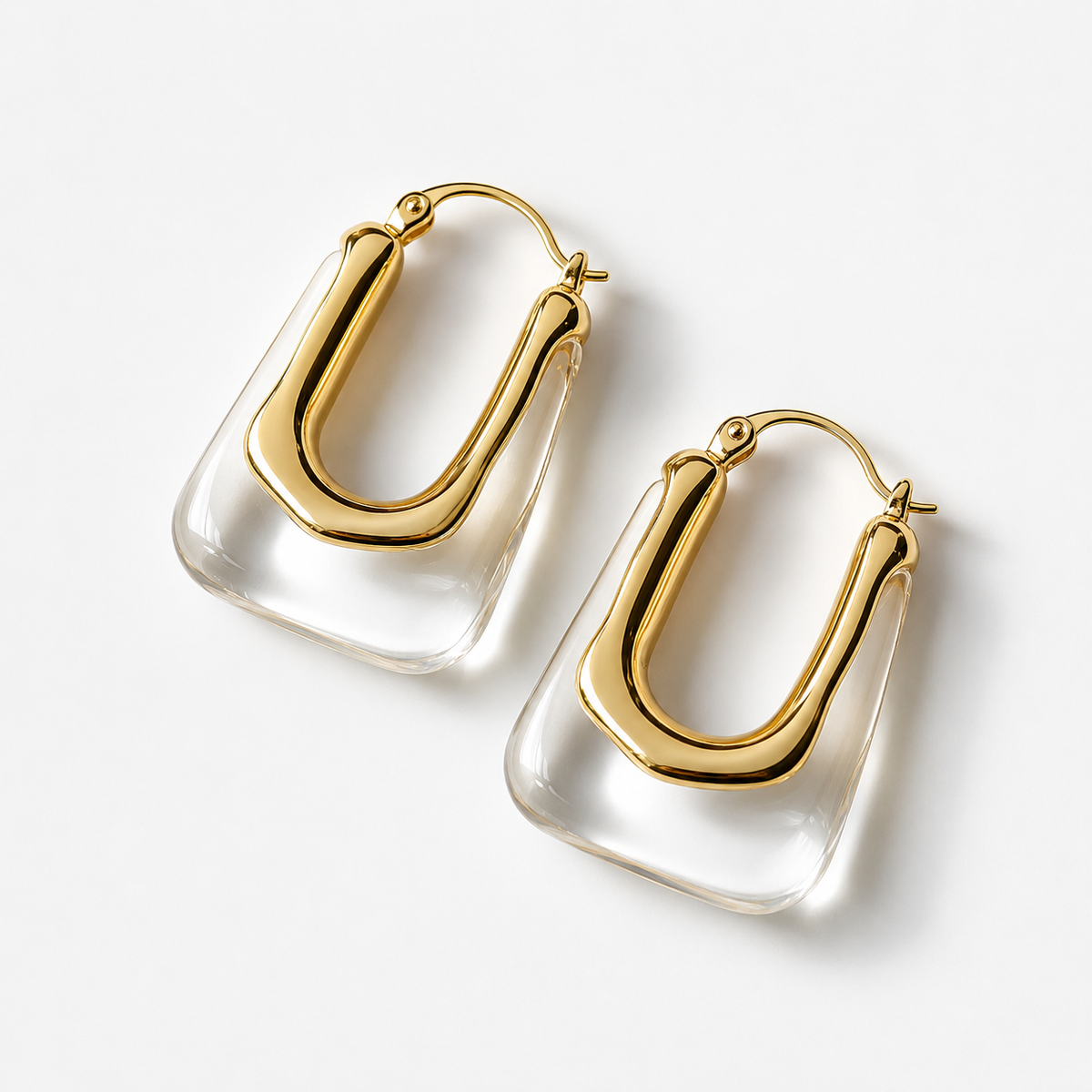 Mia – Brincos retangulares transparentes