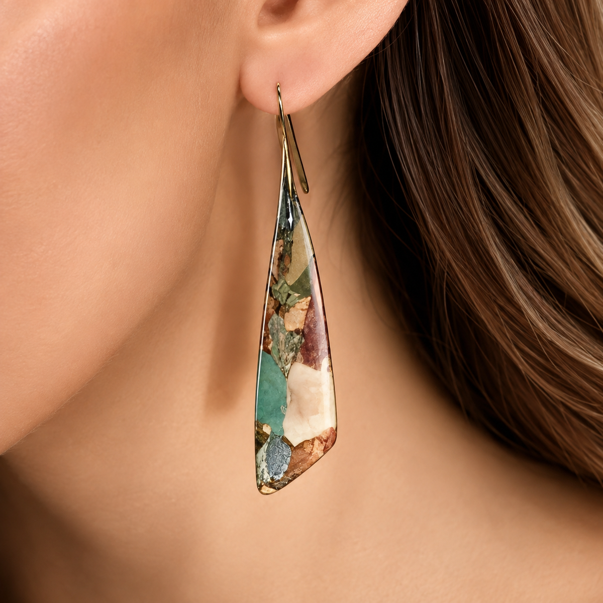Gaia – Brincos vintage com pedra natural