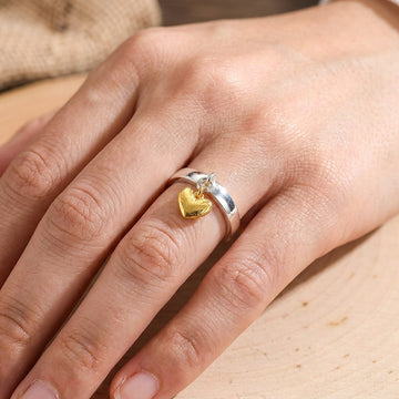 Maelie – Bague em prata com coração móvel estilo retrô