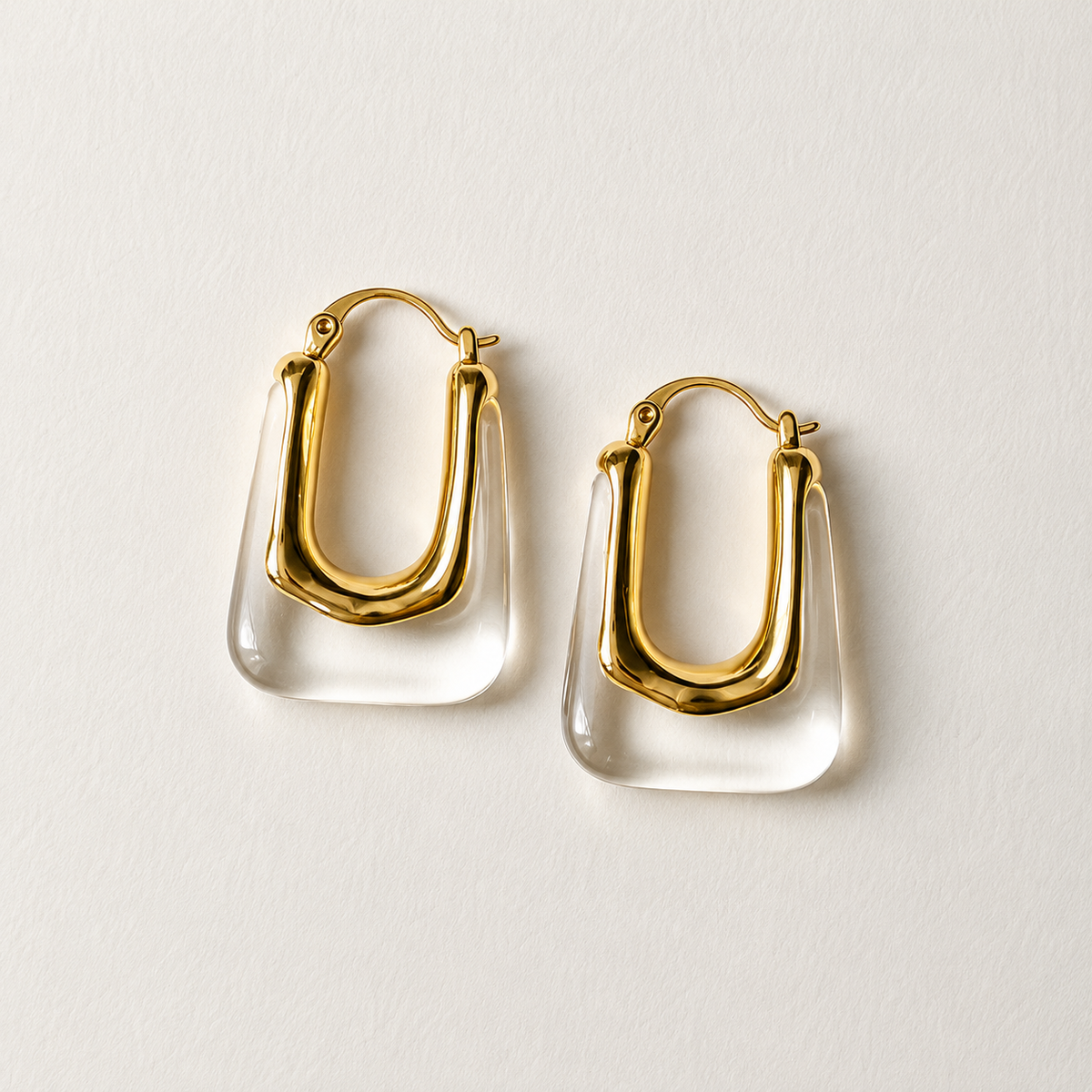 Mia – Brincos retangulares transparentes