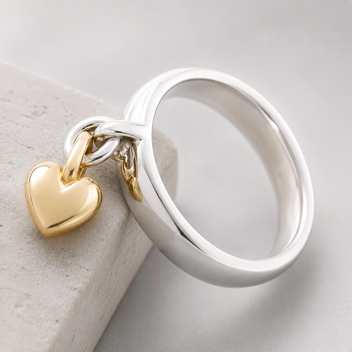 Maelie – Bague em prata com coração móvel estilo retrô