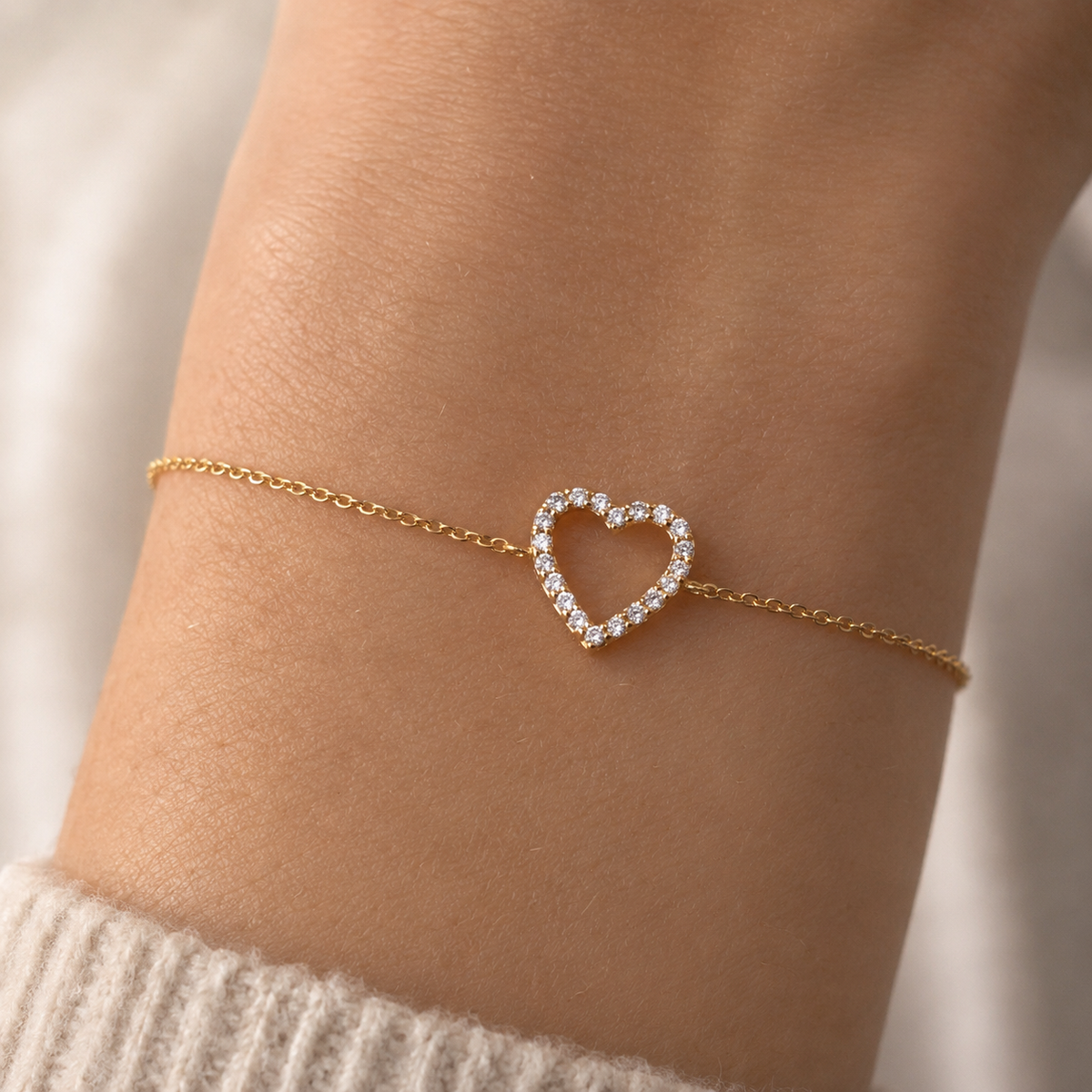 Bracelete com coração aberto