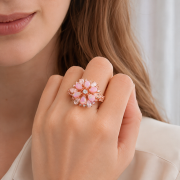 Rian – Bague fina flor em opala de fogo