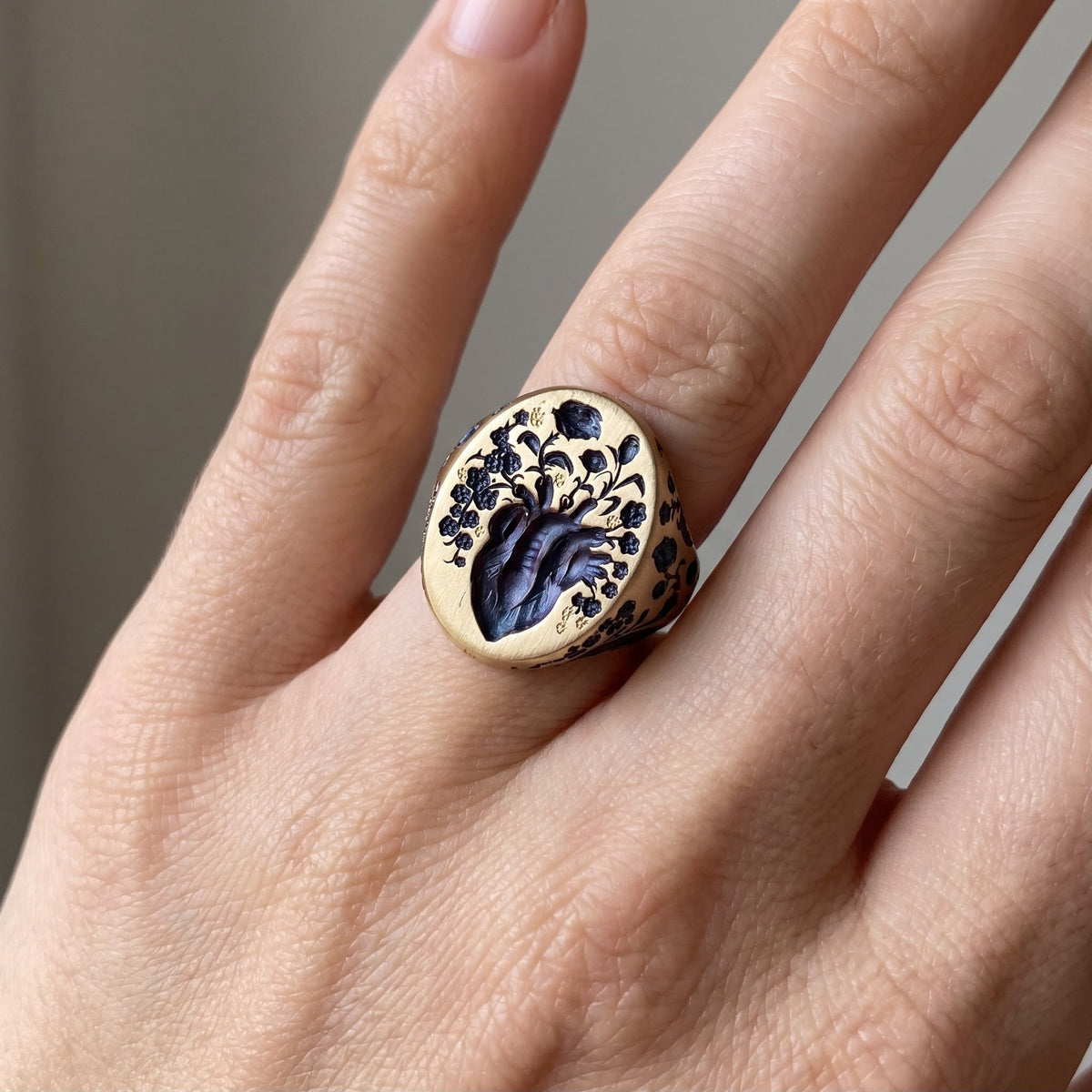 Han – Bague vintage em ouro floral