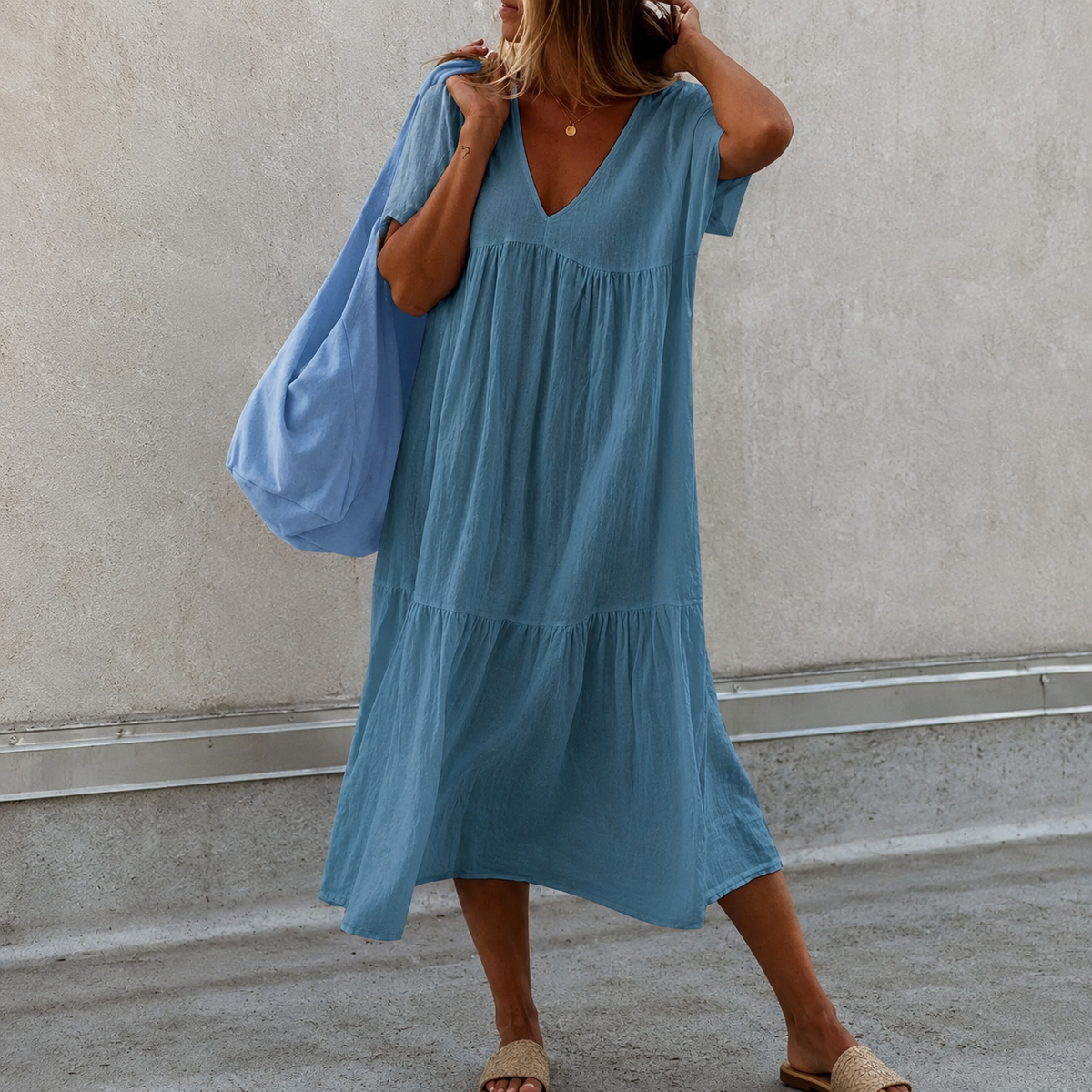Deanna - Vestido Casual Versátil e Confortável com Decote em V